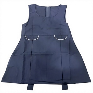 Robe d'uniforme scolaire pour filles, bleu marine, sans manches, avec fermeture éclair avant et poches - Product Image 1
