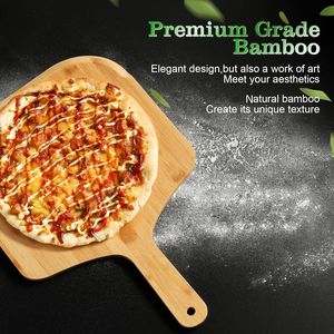 Pizza Peel 12 pouces Bambou Pizza Paddle Spatule Four Accessor Bois <span class=keywords><strong>Planche</strong></span> À Découper Fromage Pain Fruits Légumes Bambou Plateau - Product Image 6