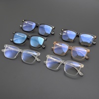 Monture de lunettes carrée en acétate personnalisée ODM unisexe avec charnières en métal moulé artisanal, lunettes optiques ophtalmiques