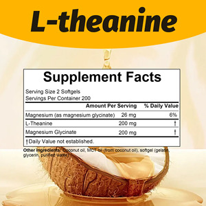Gélules Molles de L-Théanine Haute Puissance pour la Santé, Favorisant la Qualité et la Durée du Sommeil, et l'Équilibre Mental, la Calme et la Concentration - Product Image 2