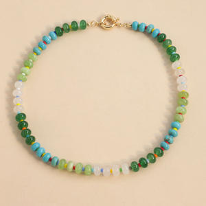 Collar de Surfista Playero con Cuentas de Acero Inoxidable y Piedras Naturales Multicolor Arcoíris con Colgante de Corazón Joyería para Mujer - Product Image 6