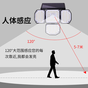 Outdoor Solar Wall <b>Light</b> <b>Led</b> Motion <b>Sensor</b> 20 Degree Beam Angle For Villa Patio Automatic Dusk Activation - Product Image 4