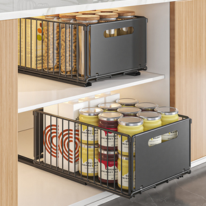 <strong>Large</strong> Metal Double Tier Foldable Durable Under Sink Sliding Organizer <strong>Rack</strong> Multi-purpose Kitchen <strong>Spice</strong> <strong>Rack</strong> - Product Image 4