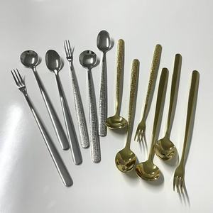 304 Stainless Steel Spoon Fork <b>Set</b> Long Handle Thickened Dessert Coffee Stirring Elegant Condiment Party <b>Dinnerware</b> - Product Image 1