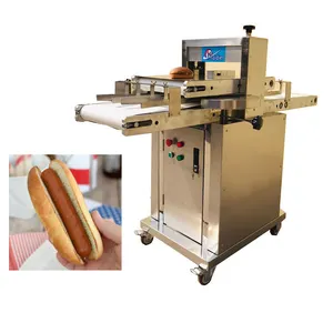 automatic stainless steel hot dog bread bun cutter slicer
