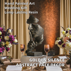 Decoración para el Hogar, El Silencio es Dorado, Abstracto, No Oídas Mal, No Hablas Mal, No Vales Mal, Adornos de Escritorio con Rostro Humano, Artesanías de Resina Pintadas a Mano - Product Image 2