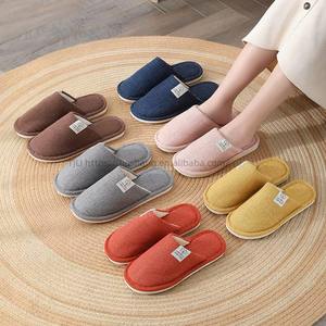 Unisex Breathable Soft Linen Cotton Indoor Home for Slippers Women's <b>PVC</b> Open Toe for Slippers Cushioning Anti-Slip for W - Product Image 2