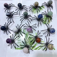 5,7 cm Vente en gros d'usine : sculptures gravées en cristal naturel (fluorite, opale, améthyste, jaspe, obsidienne) en forme d'araignée, modèle Business