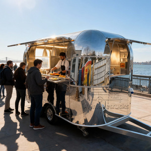 Food truck rétro en acier inoxydable, shawarma, pâtes, frites, tacos, <span class=keywords><strong>remorque</strong></span>, veste, pommes de terre, barbecue, food truck au Nigéria avec écran - Product Image 4