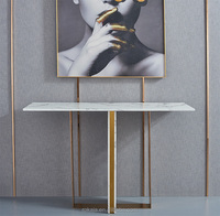 Table de Console Antique en acier inoxydable, Table de luxe à dessus en marbre, de Style Baroque, meubles de maison avec miroir, 1 pièce