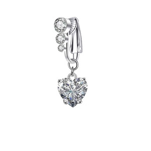 Bague nombril <span class=keywords><strong>diamant</strong></span> boule en forme de cœur européen américain Clip sur perle ombilical Aucun <span class=keywords><strong>Piercing</strong></span> bijoux mode anneau de ventre - Product Image 3