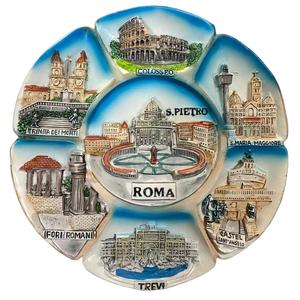 Plato de Recuerdo de <span class=keywords><strong>Roma</strong></span>, Italia, con el Coliseo, la Basílica de San Pedro, la <span class=keywords><strong>Fuente</strong></span> de Trevi, Monumentos Pintados a Mano, Arte en Resina, Decoración para el Hogar y la Oficina, Regalo - Product Image 1