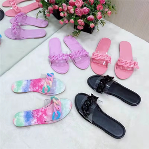 Fashion Sexy Roman Style <b>PVC</b> Transparent Chain Decoration Flat Outdoor Female slippers Summer New Style <b>Plus</b> <b>Size</b> Beach Slipper - Product Image 2