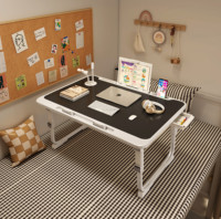 Bureau pliable en bois et alliage d'aluminium, facile à assembler, pour ordinateur, idéal pour le bureau à domicile ou la chambre, avec des fonctions de rangement