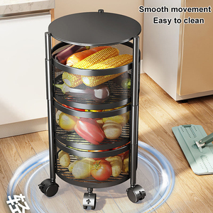 Estante de Cocina de 5 Niveles, Estante Giratorio para Almacenamiento de Frutas y Verduras, Cesta de Frutas Multicapa con Ruedas para el Hogar - Product Image 2