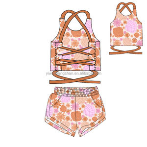 Ensemble de vêtements pour filles tendance, 2 pièces, sans manches, hauts et shorts <span class=keywords><strong>Lenny</strong></span>, tenues d'été pour bébés et enfants - Product Image 2