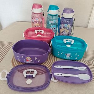Nouvelle Tendance Vente en Gros Grande Capacité Forme Rectangulaire Plastique Mignon Enfants Boîte à Lunch et Gourde Scolaire Set avec <span class=keywords><strong>Couverts</strong></span> - Product Image 2