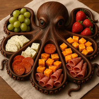 Nouveau plateau de charcuterie pieuvre transfrontalier chargeur de cuisine à motif mignon avec plusieurs assiettes pour servir du fromage pour les fêtes