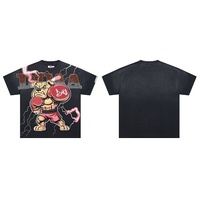 DUAA 2026ss T-shirt en coton à manches courtes, coupe ample, délavé, effet vieilli et déchiré, style vintage, avec lettrage, mode urbaine transfrontalière