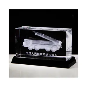 カスタムミサイル車両彫刻クリスタルガラスブロックブランク3Dレーザークリスタルキューブ彫刻用
