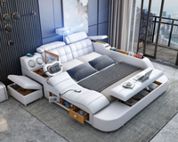 Hotsale Luxus Leder Smart Bed Multifunktion ale King Size Plattform Verstellbarer gepolsterter Stoff Soft Bed Music Speaker MDF