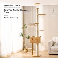 PAIPET Arbre à chat du sol au plafond, Tour à chat en bois avec condo, Poteau à gratter en sisal, Hamac avec bol transparent, OEM, Personnalisé, Vente en gros