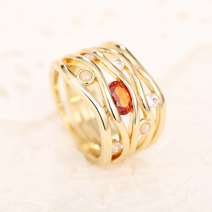 Anello con zirconi rettangolari irregolari in stile Court Ocean, ornamento per le dita da indossare tutti i giorni, alla moda, per donna - Product Image 5