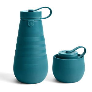Bouteille d'eau en silicone écologique 600 ml sans BPA, pliable, anti-fuite, à boire directement, style nordique, pour la randonnée, le camping, les boissons chaudes et froides - Product Image 4