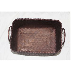 ตะกร้าไม้ไผ่สานที่ทำด้วยมือสีน้ำตาลอุปกรณ์จัดระเบียบสำหรับตู้เสื้อผ้าหรือตู้เก็บของแบบเปิด - Product Image 2