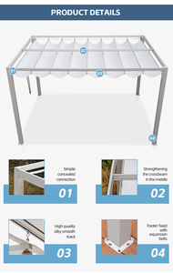 Pare-soleil rétractable auvent <span class=keywords><strong>Pergola</strong></span> couverture <span class=keywords><strong>coulissante</strong></span> vague <span class=keywords><strong>voile</strong></span> <span class=keywords><strong>d</strong></span>'<span class=keywords><strong>ombrage</strong></span> <span class=keywords><strong>pour</strong></span> <span class=keywords><strong>Pergola</strong></span> Patio pont cour Gazebo extérieur - Product Image 2