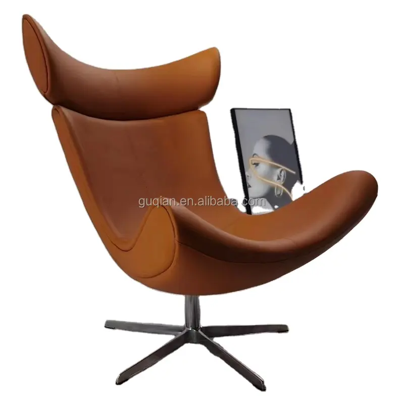 Modern tasarımcı mobilya fiberglas deri salon eğlence oturma odası ev mobilya accent Imola kol döner sandalye