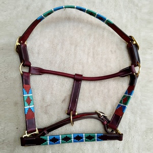 Alta calidad Polo cuero caballo Halter marrón aceitoso cuero indio hecho a mano Polo costura - Product Image 2