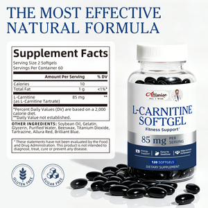 Cápsulas Blandas de L-Carnitina <span class=keywords><strong>85mg</strong></span> de Marca Privada, Tartrato de Aminoácidos para Pérdida de Peso, Moldeamiento Corporal, Resistencia y Recuperación, Fórmula Sin Gluten ni Alcohol - Product Image 2