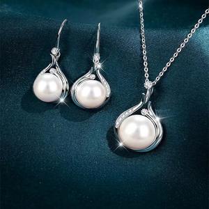 Collier et boucles d'oreilles en argent sterling S925 avec grande perle d'eau douce naturelle, joli collier pour maman - Product Image 2