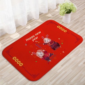 Tappetino d'<span class=keywords><strong>Ingresso</strong></span> Festivo Rosso con Stampa di Coniglietti per il 2023, Design Animale Carino, Lavabile a Mano, per <span class=keywords><strong>l</strong></span>'<span class=keywords><strong>Ingresso</strong></span> di Casa - Product Image 4