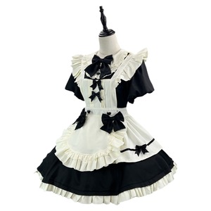 Lolita Style Maid Dress With Apron Flutter Sleeves Sweet Cosplay Costume For Anime Role Play - Product Image 5