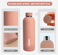 Bouteille d'eau isotherme en acier inoxydable YEWAYOGA avec emballage personnalisé, anti-fuite, garde au froid 24h et au chaud 12h (Marbre noir doré)