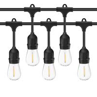 Guirlande lumineuse solaire professionnelle S14 RGB 48 pieds 15 ampoules IP65 étanche en plastique avec télécommande pour décoration extérieure de jardin