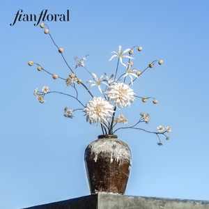 FONG IAN Nouvelle Arrivée Automne Fleurs Artificielles Grandes <span class=keywords><strong>Dahlia</strong></span> Effet Naturel <span class=keywords><strong>Café</strong></span> au Lait pour Décoration Mariage Saint-Valentin - Product Image 1
