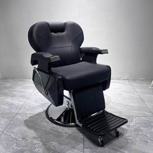 Modern Black Hairdresser Chair <b>Reclining</b> Heavy Duty Barbershop Chair Synthetic Leather Styling Barber Chair for Hair Salon - Product Image 1