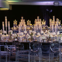 Décoration de mariage, chandeliers en acrylique faits à la main, chandeliers en cristal personnalisés, ornements de table fleuris, Chine
