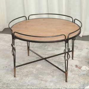 Handcrafted Vintage Distressed Wooden Metal End Side Table Decorative Durable Easy Assembly Center Coffee Table for Living Room - Product Image 2