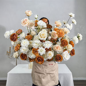 Al por mayor, colores personalizados, camino de mesa floral de tela de seda ecológica con rosas, arreglo floral para suelo, graduación, Pascua - Product Image 6