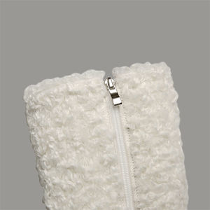 WETKISS sepatu bot bulu putih wanita, sepatu bot desain modis musim gugur musim dingin 2024, sepatu bot hak jelas ujung lancip - Product Image 3