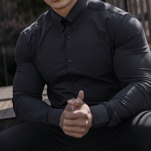 <span class=keywords><strong>Lcon</strong></span> ชุดเดรสสำหรับผู้ชาย, เสื้อเชิ้ตทางการธุรกิจยาวเสื้อเชิ้ตทางการแขนยาวเข้ารูปแห้งเร็ว - Product Image 3