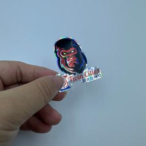 Autocollants mignons personnalisés holographiques orange 45x15mm, faible MOQ, pour snacks, papeterie pour enfants, jouets, sauce soja, tarte aux pommes, bouteille de cuisine, stylo - Product Image 1