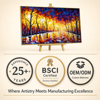 Peinture murale à la spatule aux couleurs vives de l'automne et du coucher de soleil, impression numérique sur toile, peinture acrylique pour salon