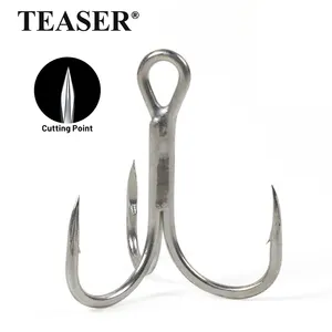 ST41 3X Traditional Long Shank Round Bend Cutting Point 3X Treble Hook Forged High carbon steel Treble String Hooks
