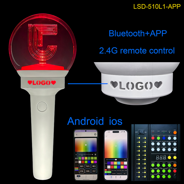 Kpop Concert Light Stick OEM/ODM Customized Glow Sticks Bluetooth APP 2.4G DMX Remote Control 600M Coverage 15 LED Colors 4-6