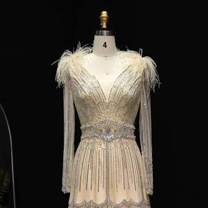 Vestidos de fiesta de noche formales de manga larga champán clásico - Product Image 2